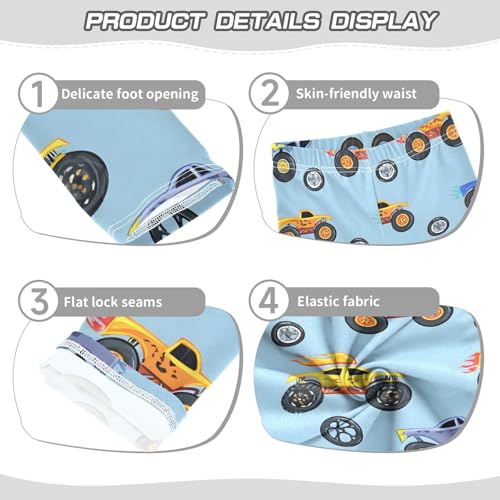 ALAZA Girls' Leggings Children's Yoga Pants Skinny Printed Dance Blue Truck Cute Comfortable 4T2