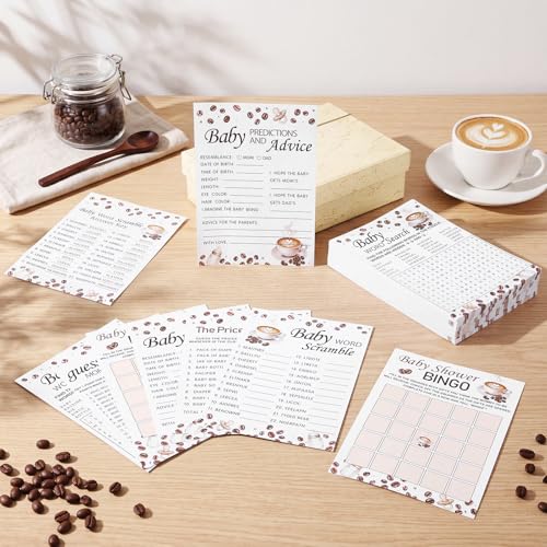 Image of 302 Pcs Baby Shower Games, 6 Games,50 Sheets Each, A Baby is Brewing