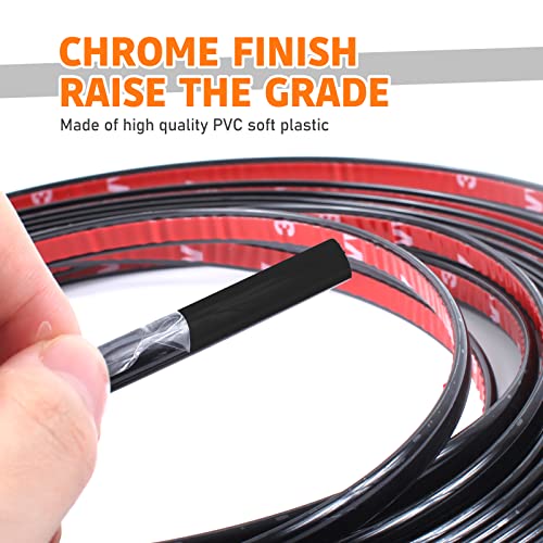 25Ft Automotive Chrome Body Side Trim Molding Black 1-9/16" 40Mm Width Car/Truck/Rv Exterior Molding Trim Strip With Self Adhesive For Door Windows Bumper Protection Anti Scratch #TOP1