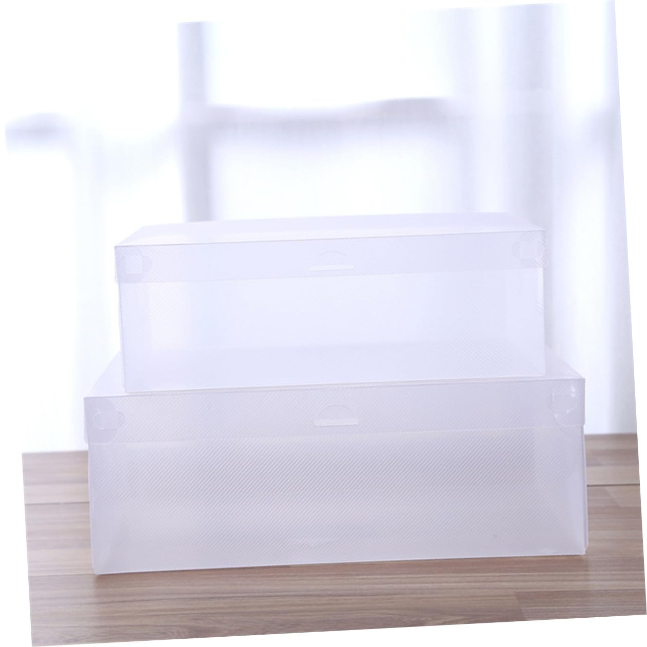 GLEAVI Contenitori Impilabili per Scarpe in Plastica Trasparente 6 Pezzi Chiusura a Ribalta 33X20X12 CM per Armadio e Negozio