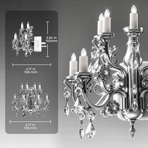 Image of L LOHAS LED Night Lights Plug into Wall,2 Pack,Crystal Chandelier Candle | Nightlight with Dusk to Dawn Sensor,Brightness Adjustable,Amber,Rotatable Plug for Bathroom