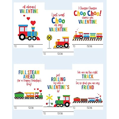 Silly Goose Gifts Happy Choo Choo Train Themed Valentines Day Card for Kids School Classroom Exchange (24 included) Sharing Children Valentine's Bright Happy Cover