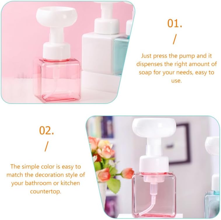 2Pcs Flower Foaming Soap Dispenser Flower Foam Dispenser Pump Bottle Refillable Pump Bottles for Bathroom Liquid, Shampoo, 250Ml - Image 4