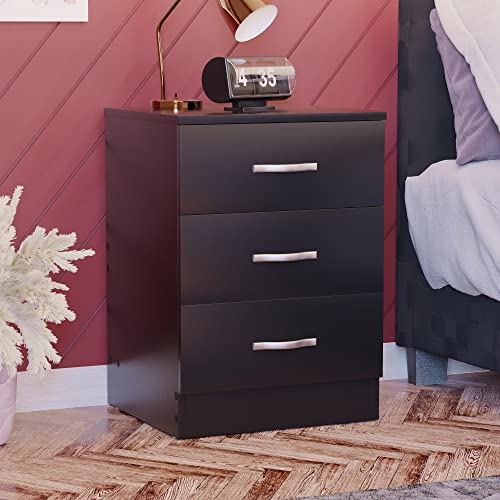 Vida Designs Large Black Chest of Drawers, 3 Drawer With Metal Handles and Runners, Unique Anti-Bowing Drawer Support, Riano Bedroom Furniture - Image 3