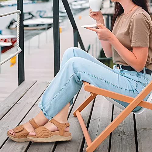 Image of ONCAI Walking Sandals Women,Arch Support Hiking Sandals with Orthotic Outdoor Footbed for Plantar Fasciitis,Water Athletic Platform Sandalias Mujer with 3 Adjustable Strap (US Size 6-12)