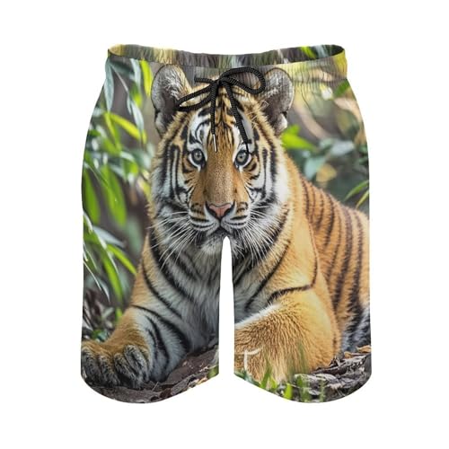 Mens Shorts Big Tiger Men Swim Trunks Quick-Dry Beach Shorts with Drawstring Pocket Bathing Suit4