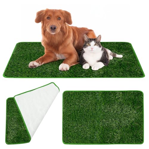 GOEDCH Tappeto Erboso Artificiale per Cani: 50×70cm Erba Finta per Cani Area per Addestramento Vasino, Tappeto Erboso Sintetico, Lettiera in Erba Sintetica per Cani per Patio, Interni, Esterni