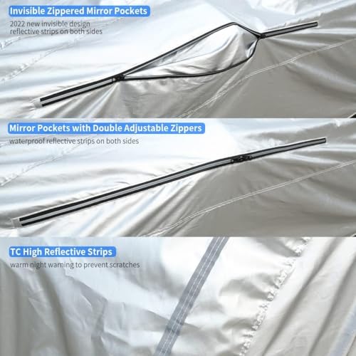 Image of Tecoom Hard Shell Car Cover Waterproof UV-Proof Windproof for All Weather Indoor Outdoor, Without Door Zipper & Mirror Pockets, Universal Fit for 173-182 Inches Length Coupe /Convertible /Sport Car