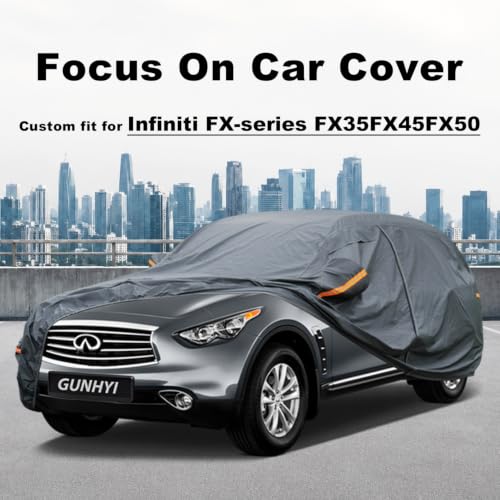 Image of GUNHYI Premium Car Cover Custom Fit Infiniti FX-Series FX35 /FX45 /FX50, 16 Layers Heavy Duty Car Cover Waterproof All Weather with Zipper Door for Sun Rain Snow Dust Uv Protection