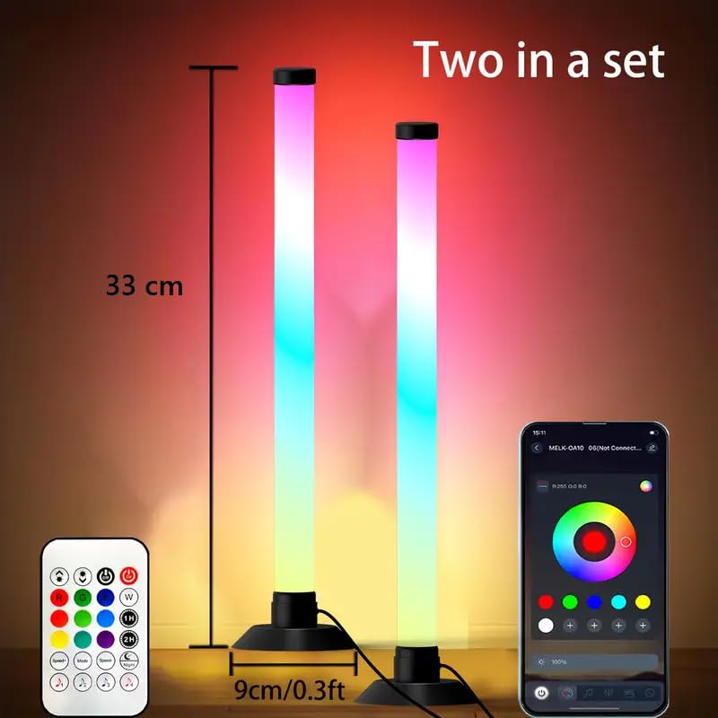 Image of XERGY 270 RGBIC Ambient Table Lamp,15 LEDs, App + IR Remote + Button Control, Dynamic Music Sync Mode with inbuilt Mic, Timer, Mood Light for TV, Bedroom, Gaming, Office (USB Powered, 5W) Pack of 2