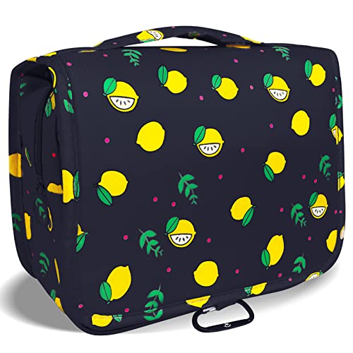 Kulturtasche Damen mit Karabinerhaken Kulturbeutel zum Aufhängen für Damen Herren Mädchen Reisefreundlicher Reise Kulturbeutel - Schwarz