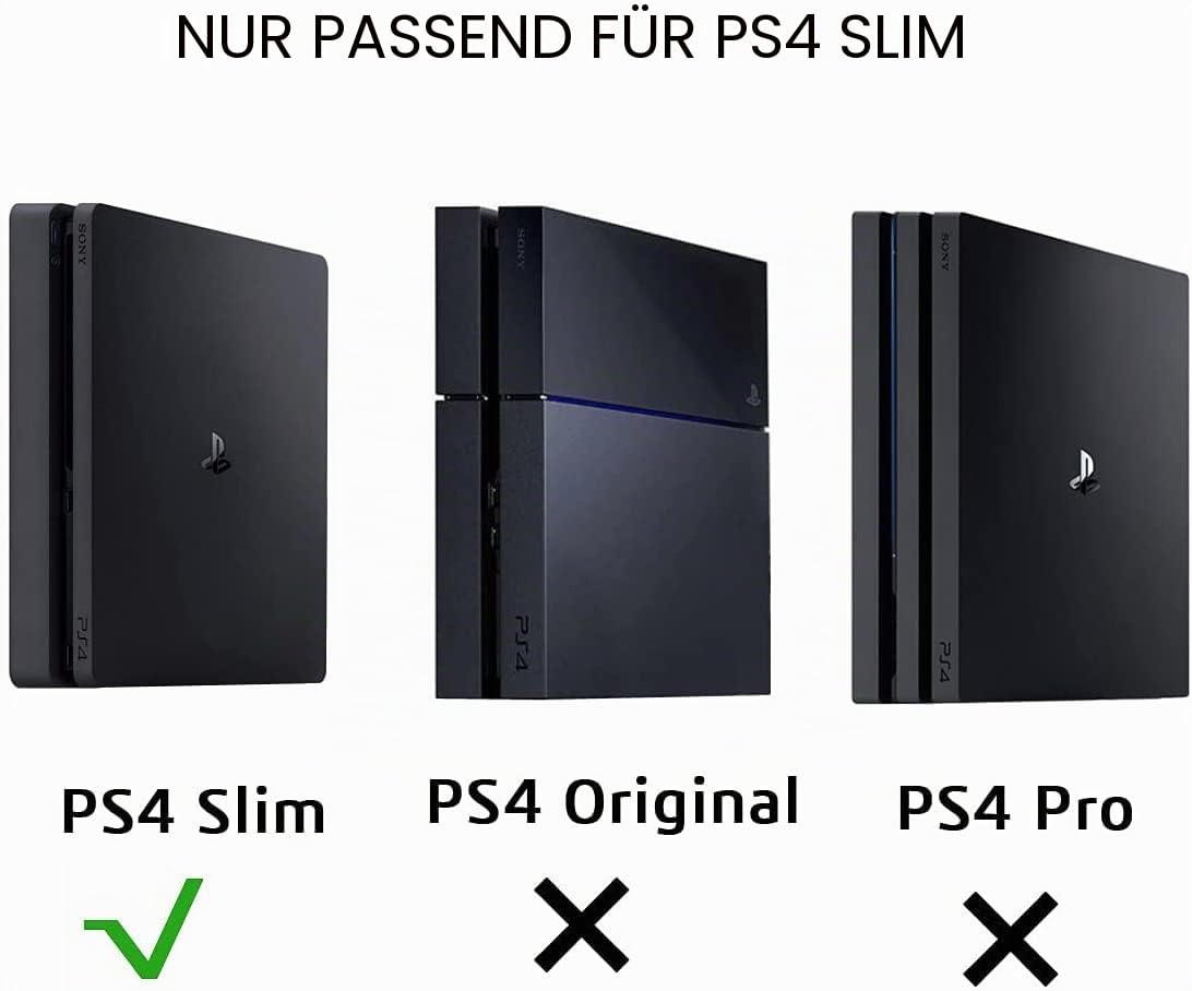 Monzlteck Wall Mount for PS4 Slim, Stander Holder Compatible for Playstation 4 Slim, near or behind TV, Storage and organizer