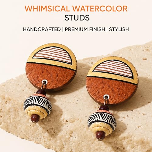 Image of Handcrafted Artistic & Tribal Earrings Collection for Women - Bohemian, Floral, Wooden & Ethnic Statement and Stud Designs