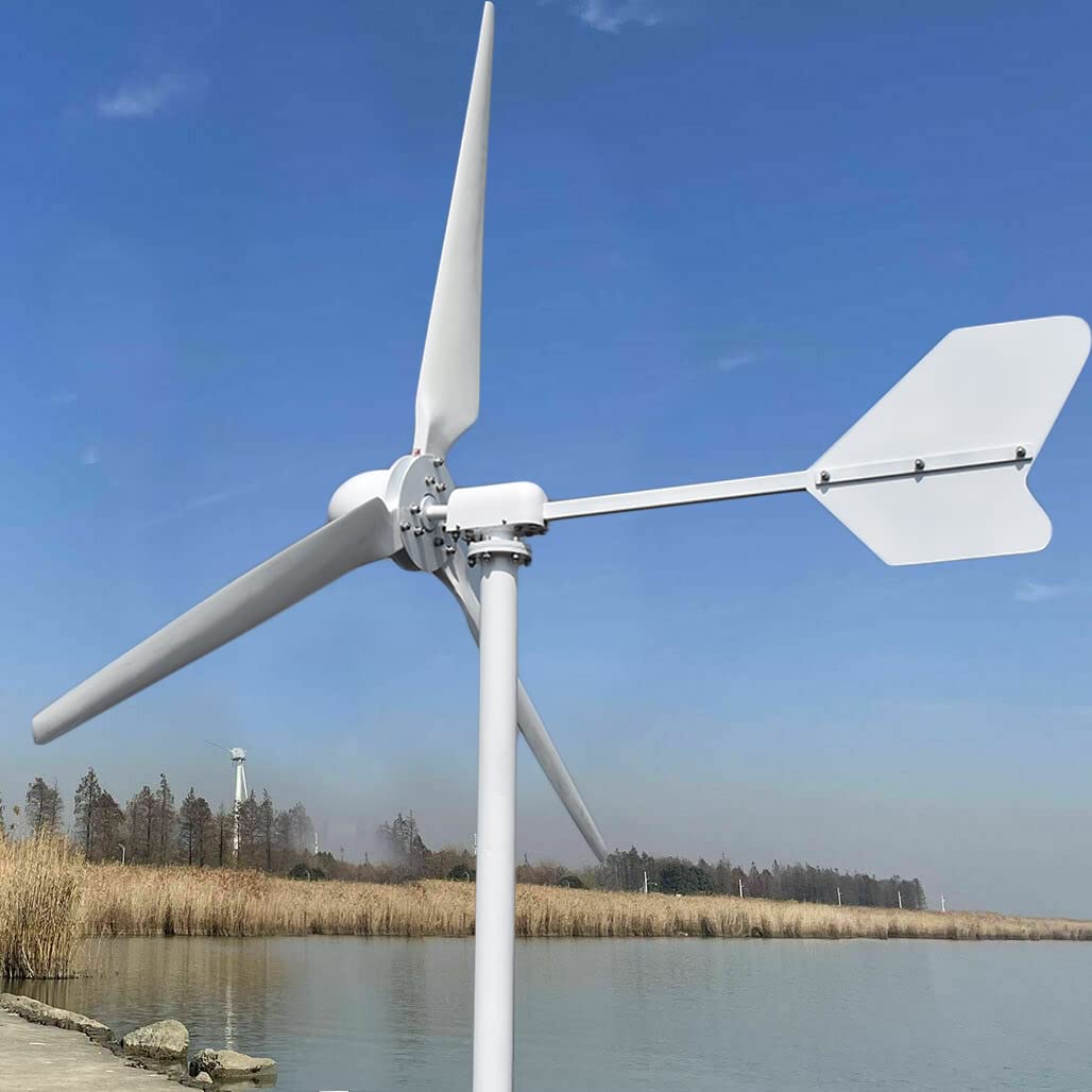 5000W AC 110V Horizontal Wind Turbine Grid Tie System on Grid Wind Generator Kits 3 Blades 5KW Wind Turbines High Efficiency for Home Industrial Marine RV Farm (No Pole)