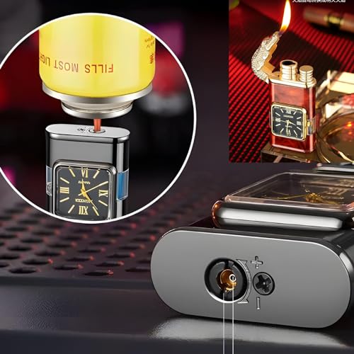 Encendedor Vintage Jet Flame con Reloj y Llama Dual miniatura 3