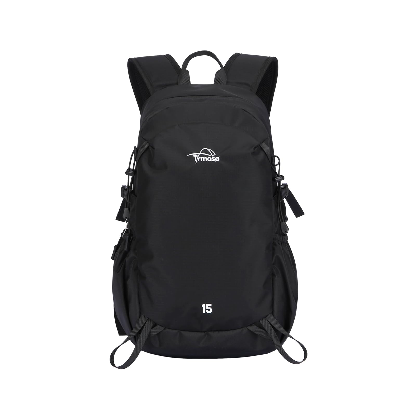15L Zaino da Escursionismo Leggero Zaino Outdoor Traspirante in Nylon Multitasche Zaini per Campeggio Viaggi Uso Quotidiano Nero