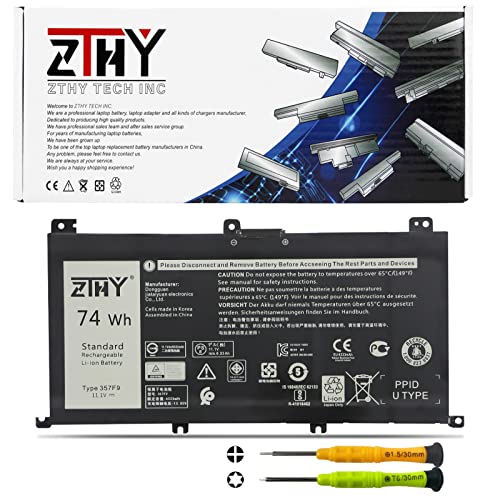 ZTHY 357F9 Battery 11.1V 74Wh for Dell Inspiron 7000 Gaming 15 7566 7567 7557 7559 5576 5577 i7559 i7557 i5577 INS15PD-1548B 1548R 1748B 1748R 2548R 2548B 2748R Series Laptop P65F P57F 0GFJ6 71JF4