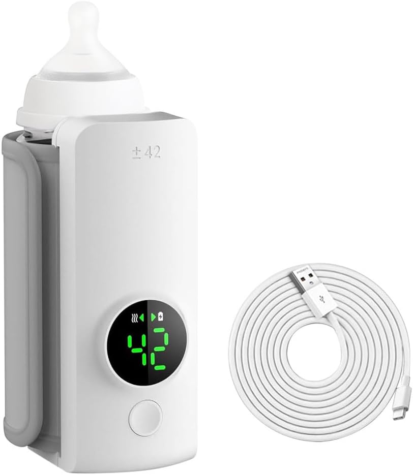Portable Bottle Warmer for Travel, Rapid Warming with Battery-Powered Temperature Display, Milk Warming for Outsided