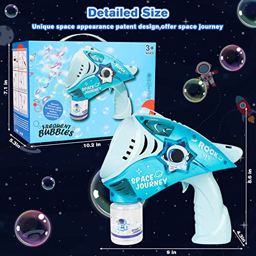 Azfiner Bubble Machine Gun Automatic Bubble Maker - Electronic Space Bubble Blower With 4 Lights, 10000+ Bubbles 1 Min, Include 2 Batteries 2 Bubble Solution Wedding Birthday Gift For Kids Adults Blue #TOP5