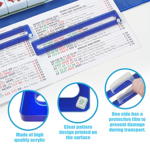 4 Pcs Blue Mahjong Line Finder, accesorio acrílico para Mahjong miniatura 3