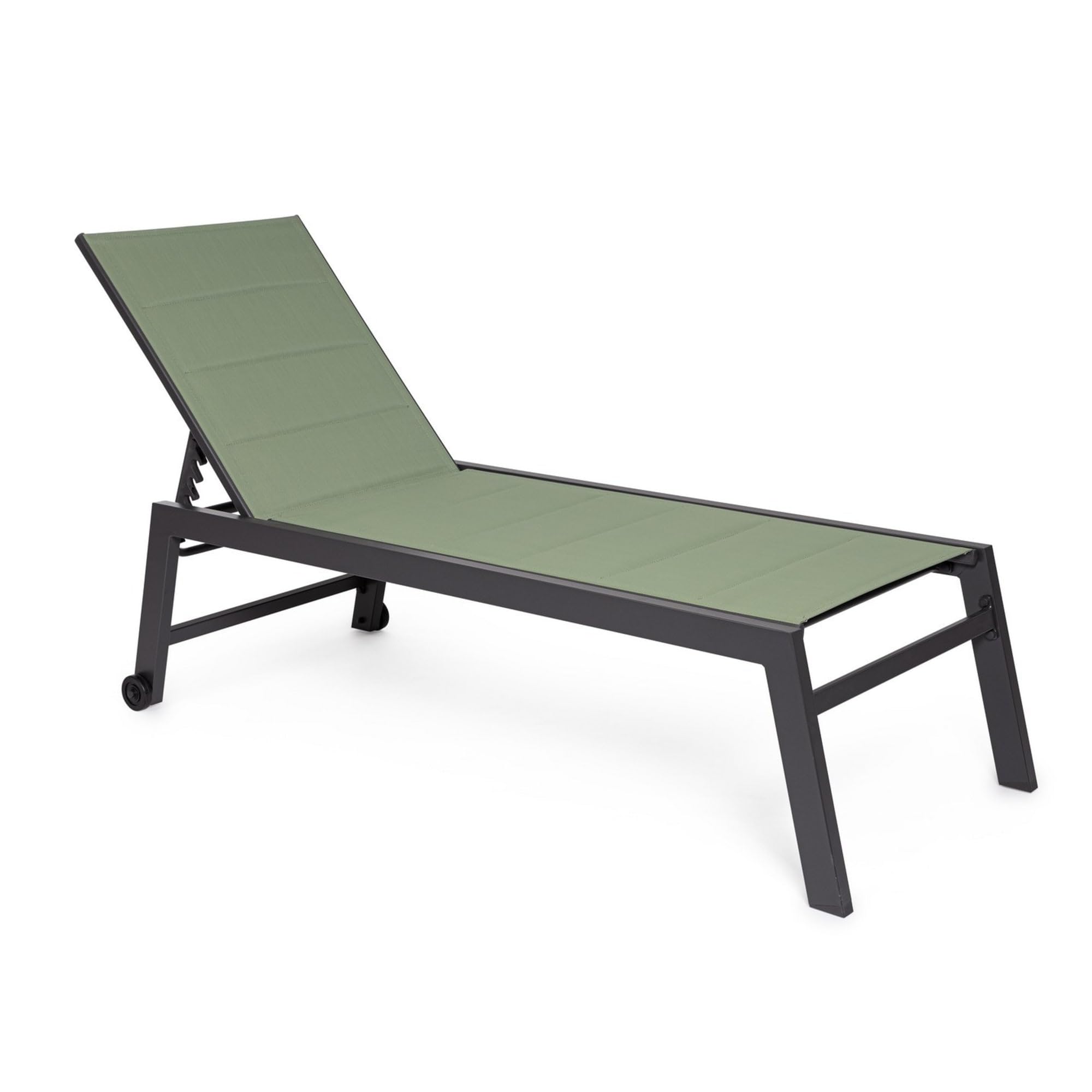 KONTE.DESIGN Gartenliege Hilde mit Rollen, Textilene gepolstert grün und Gestell anthrazit
