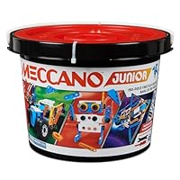 BANDAI - Meccano Junior Fass 150 Teile - Konstruktionsset 5 Modelle, 2 Werkzeuge, Anleitung, Aufbewahrungseimer - Aktivitäts-Kit Zusammenbau Spielzeuge & Fahrzeuge - Spielzeug ab 8 Jahren - APM19103