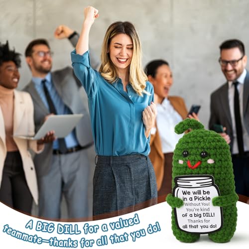 mamagiftree for coworkers thanksgiving basket for teachers bosses friends - positive crochet pickle gift thank you gift retirement - handmade emotional care pickle