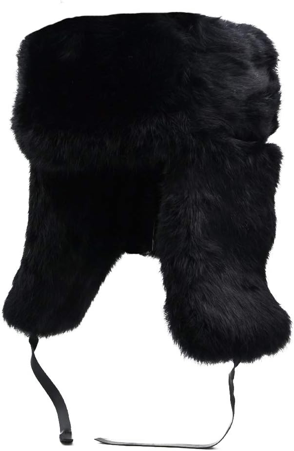 Rabbit Fur Russian Ushanka Winter Hat Trapper Ear Flaps