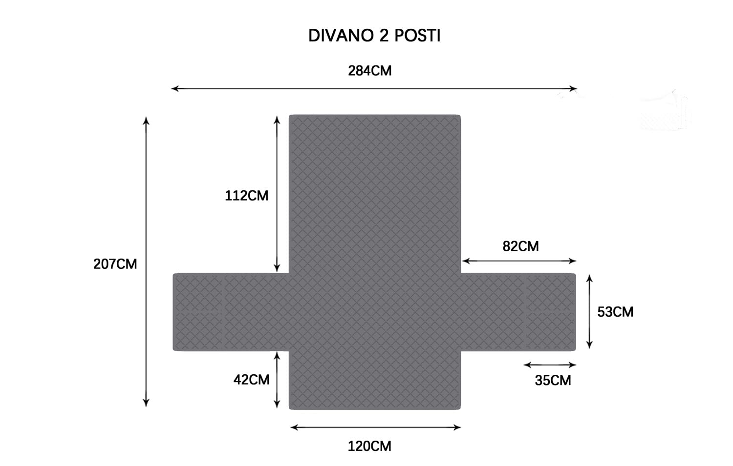 sevi's Copridivano 2 Posti con Braccioli - Copridivano Impermeabile - Reversibile - Antigraffio Gatto - Antimacchia - OEKO-TEX - Copri Divano Trapuntato in Microfibra (2 Posti, Grigio Chiaro)