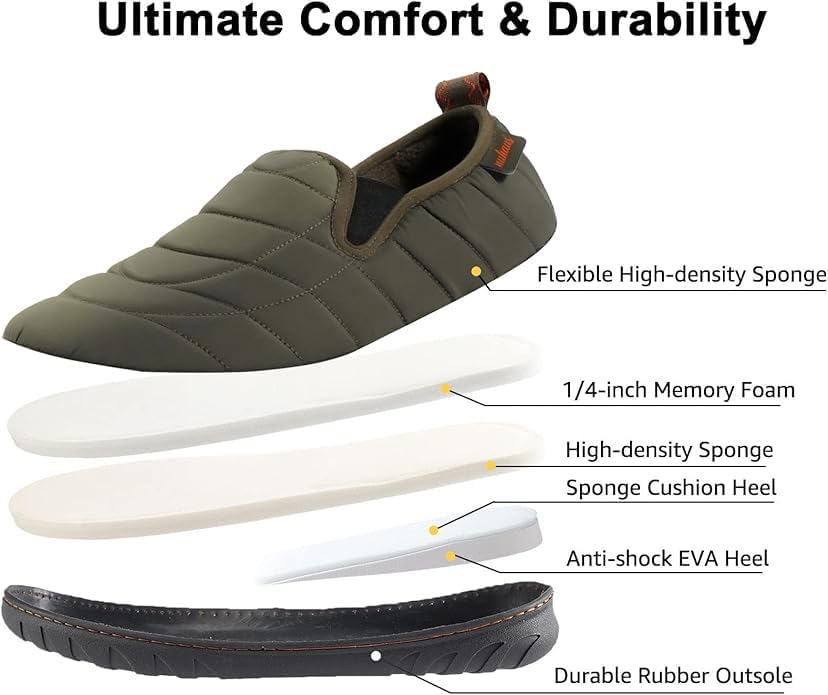 Mens Slippers Outdoor Memory Foam Slip On Indoor House Shoes Loafers - Image 5