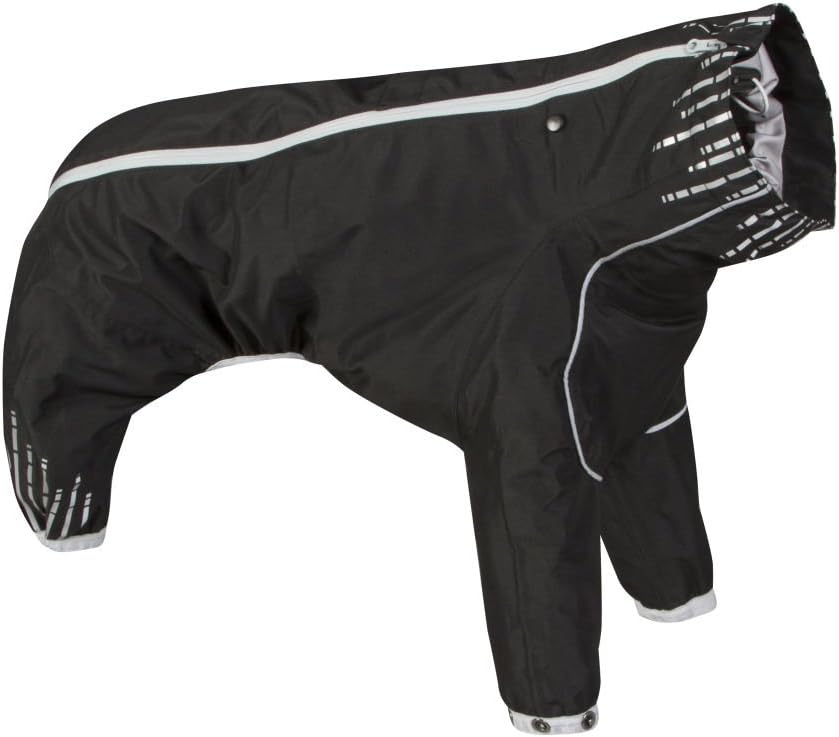 Hurtta Downpour Suit, Weatherproof Dog Rain/Snow Coat, Raven, 16L