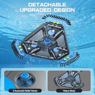 UIRWAY 4-in-1 Deluxe Swimming Pool Cleaning Kit - Includes Upgrade Triangular Pool Vacuum Head, Detachable Brush, Deep Leaf Skimmer Net, Adjustable Aluminum Pole Inground & Above Ground Pools