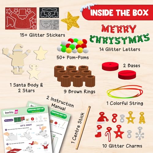 Smartivity Christmas Craft Kit for Kids 4,5,6,7,8,9,10,11,12 Years Old | Build and Decorate Christmas Tree & Santa | Christmas, Birthday Gift for Boys & Girls | DIY Art & Craft Activity Kit