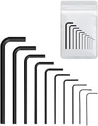 GRETY Set di 10 Chiavi Esagonali Mini, 0.7-5mm, Chiavi a Brugola in Acciaio al Carbonio Nero, Set di Utensili per Riparazione Biciclette e Montaggio Mobili