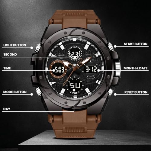 Image of V2A Stryke-VOLTRIX 5130 Analog-Digital Sports Watch for Men | Layered Dial Design | Bold Urban Performance Watch with 50M Water Resistance, Alarm, Stopwatch, Day-Date & Backlight