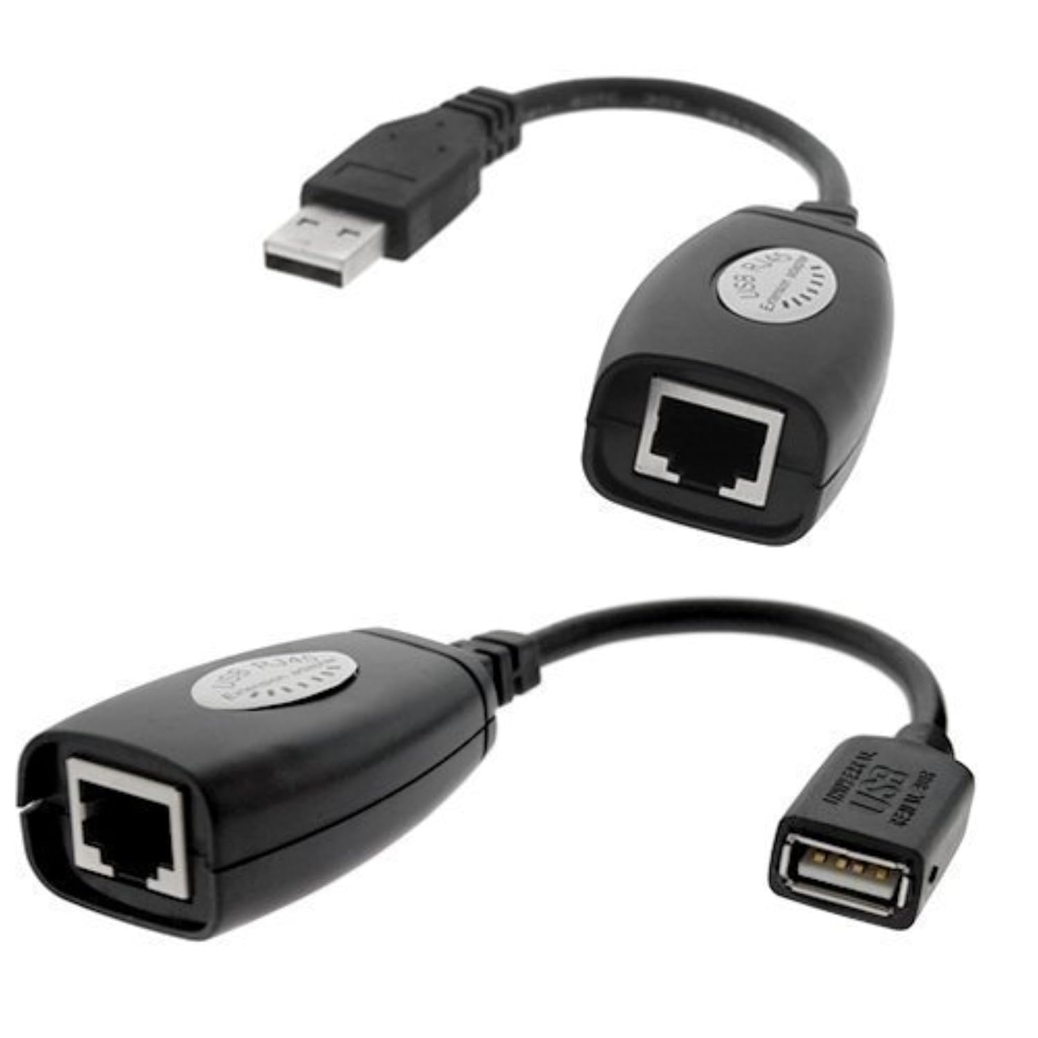 PremiumAV USB Over Ethernet Extender Adapter Kit – USB Male to RJ45 Female Extension for Long-Distance Connectivity (Up to 150FT) – Compatible with PC, Laptop, Printer, Camera