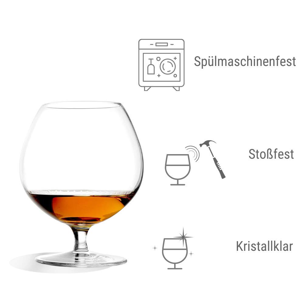 Stölzle Lausitz Zestaw 6 kieliszków do koniaku, 585 ml, nadają się do mycia w zmywarce, szlachetne szkło kryształowe bezołowiowe, wysoka jakość