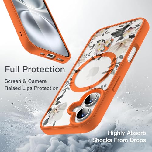 Image of VONZEE Retro Floral Clear Case for iPhone 17 (6.3 inch) | Magnetic Wireless Charging Compatible | Luxury PC+TPU Shockproof Glossy Shiny Back Cover for Girls & Women (Cosmic)
