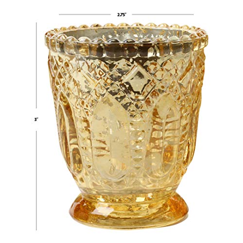 Koyal Wholesale Vintage Glass Candle Holder - Votive Tea Light Candleholders -Décor For Dinner Parties, Holidays, Weddings & Birthdays - 3 X 2.75, Antique Gold (Pack Of 6) #TOP4