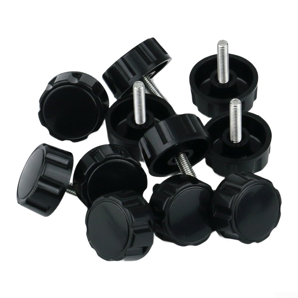 Fishing Reel Handle Cover and Gasket Set, Rocker Arm Fixed Nut Screw Accessories for Reels 1000 to 7000 Series, Electroplating UV Injection Molding Material, 10pcs Multi-Color Pack(black)
