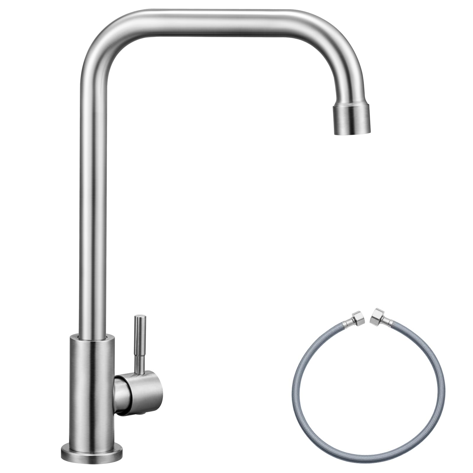 CECIPA Robinet Eau Froide En Acier Inoxydable, Robinet Pivotant à 360°, Mitigeur pour Cuisine, WC Invités, Jardin et Camping Car