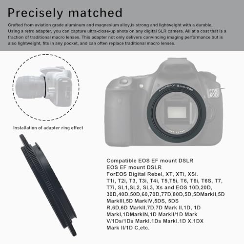 Anillo Reverso para Lente Macro 55mm Compatible con EF 90D 80D 70D 60Da y Más miniatura 3