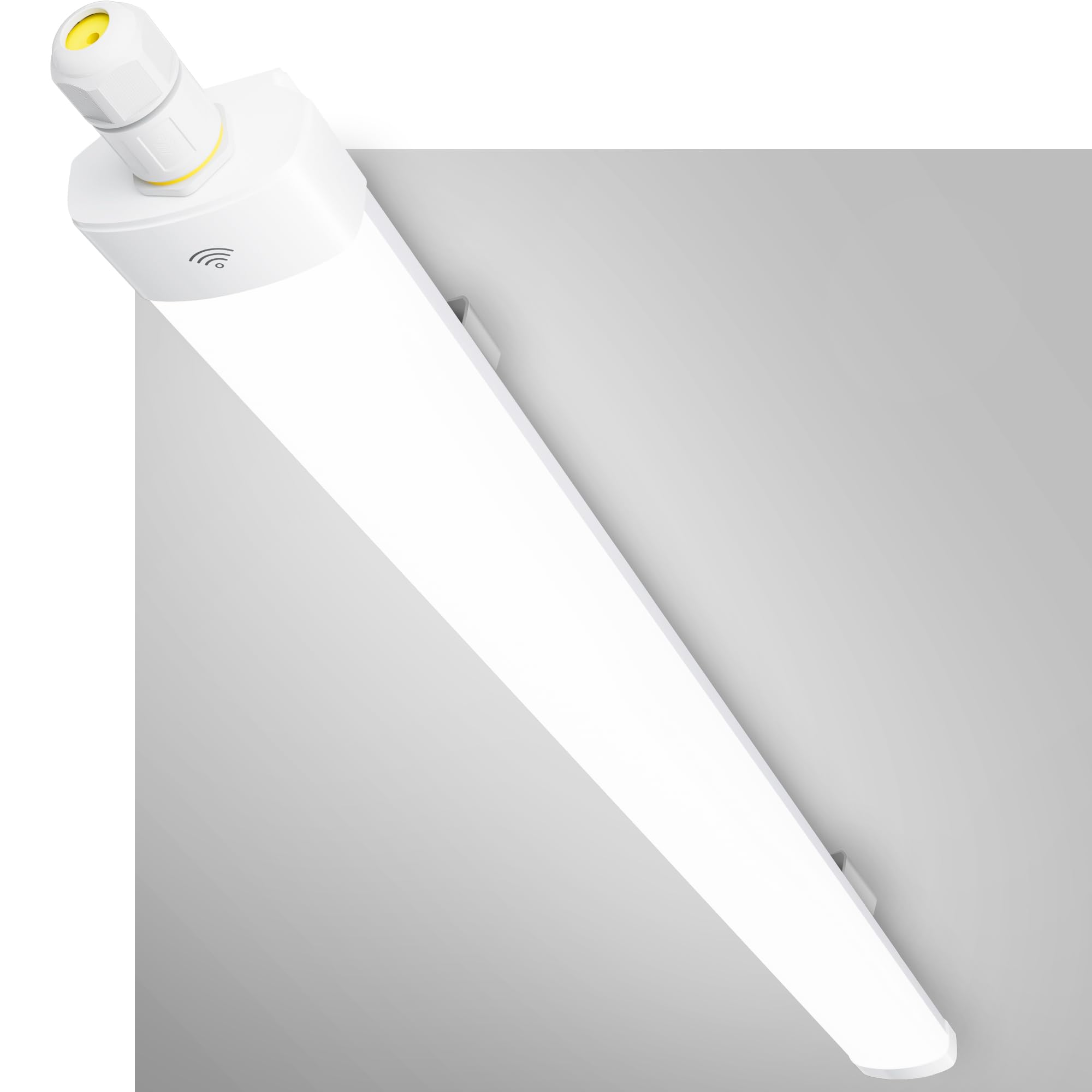 GeyouLux Réglette LED 150 cm avec détecteur de mouvement, 60W 7560 lm 5000K IP65 Étanche, Neon LED garage avec mise à la terre, 240 LEDs sans scintillement, Tube pour garage atelier carport, Blanc