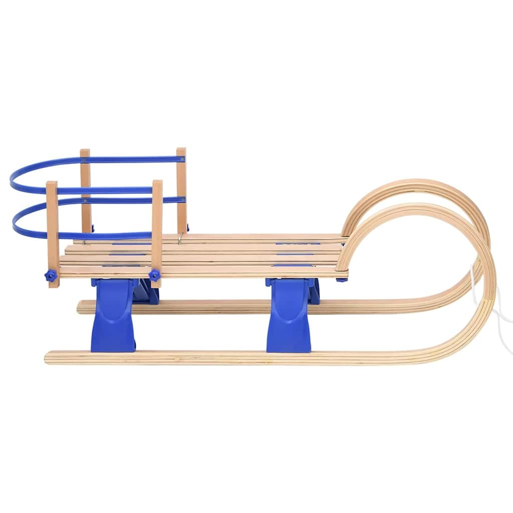 Slittino pieghevole con schienale, 110 cm, slitta pieghevole in legno per bambini, con corda di trazione, stabile slitta in compensato, giocattolo invernale per avventure sulla neve