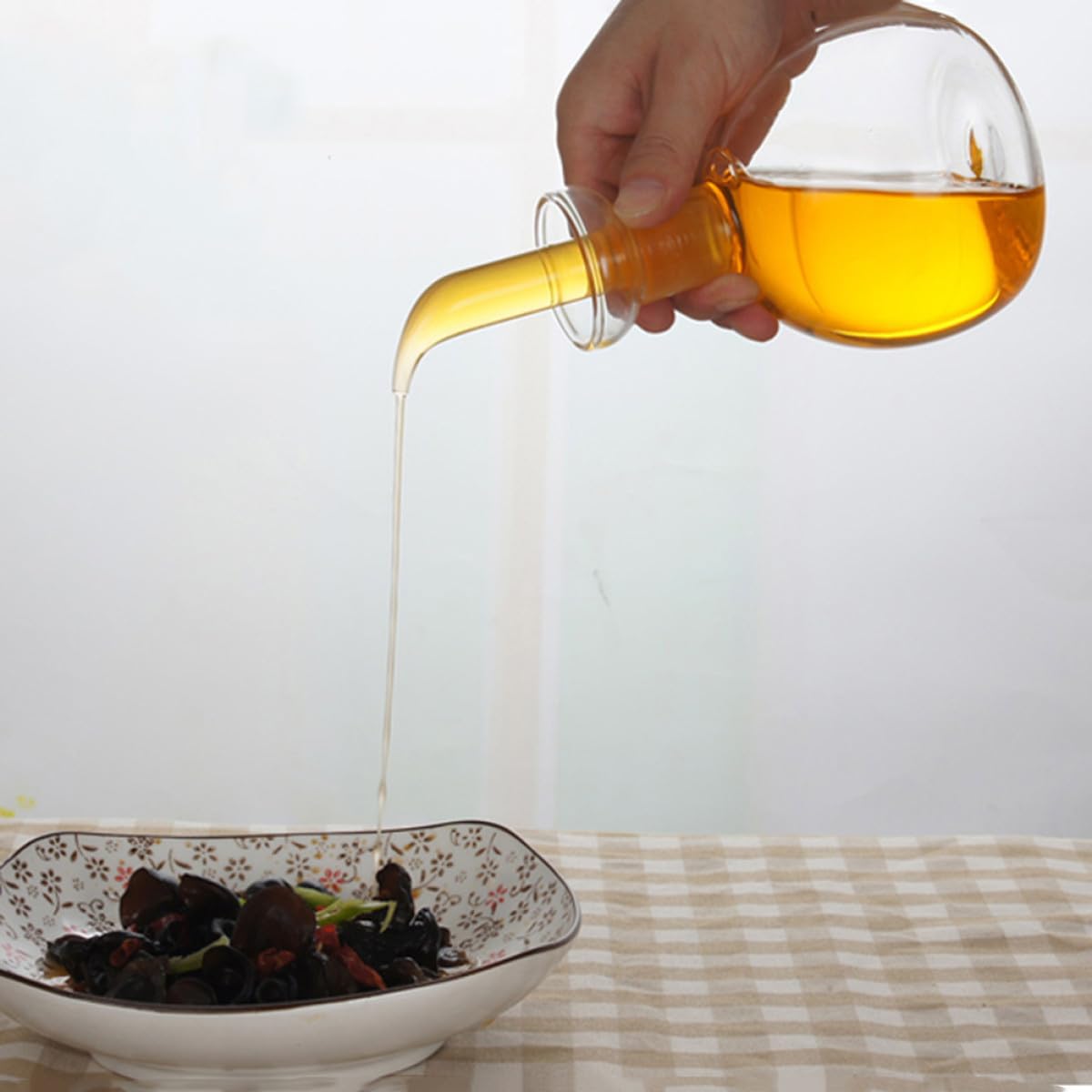 Aceitera para Dispensar Aceite y Vinagre de 500 Ml a Prueba de Fugas de Vidrio Botella Transparente y Funcional Hogar o Restaurante para Cocina