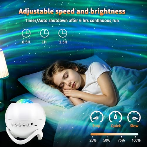 Image of Star Projector Galaxy Projector for Bedroom, White Noise Bluetooth Speaker Northern Lights Projector, Suitable Gaming, Home Theater, Adult, Christmas Mood Night Light