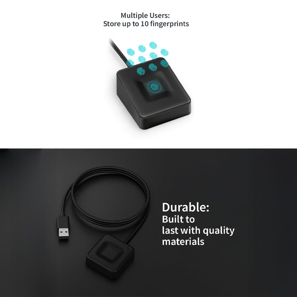 TEC SecureTouch WireKey USB skaner linii papilarnych – szybkie logowanie w ciągu 1 sekundy | Windows Hello & Hello dla firm | Rozpoznawanie 360° | Bezpieczeństwo korporacyjne - TE-FPA-CA1