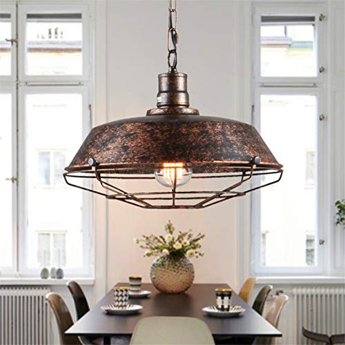 Preisvergleich Produktbild Retro Hängelleuchte Pendelleuchte Retro Pendelleuchten Wohnzimmer, Schlafzimmer Schmiedeeisen Topf Abdeckung Drahtgeflecht Kronleuchter Lampe E27 Basis