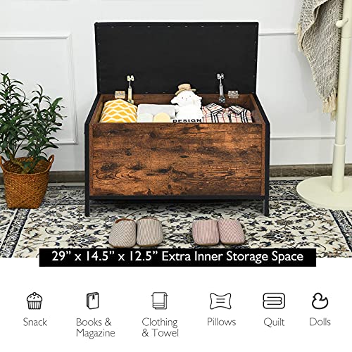 Giantex Industrial Storage Bench, Flip Top Storage Ottoman, Toy Box Organizer, Faux Leather Footrest Bench With Padded Seat, Bed End Stool, Entryway Storage Bench, Supports 265Lbs #TOP5