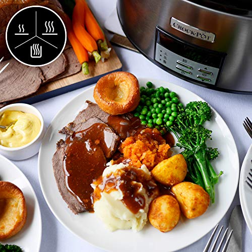 Crock-pot Pentola per Cottura Lenta, Slow Cooker, Extra Large 7.5 litri, fino a 10 Persone, Spegnimento Automatico, 2 Impostazioni Cottura e Funzione Warm automatica, 230 W, Ceramica, Argento - immagine 6